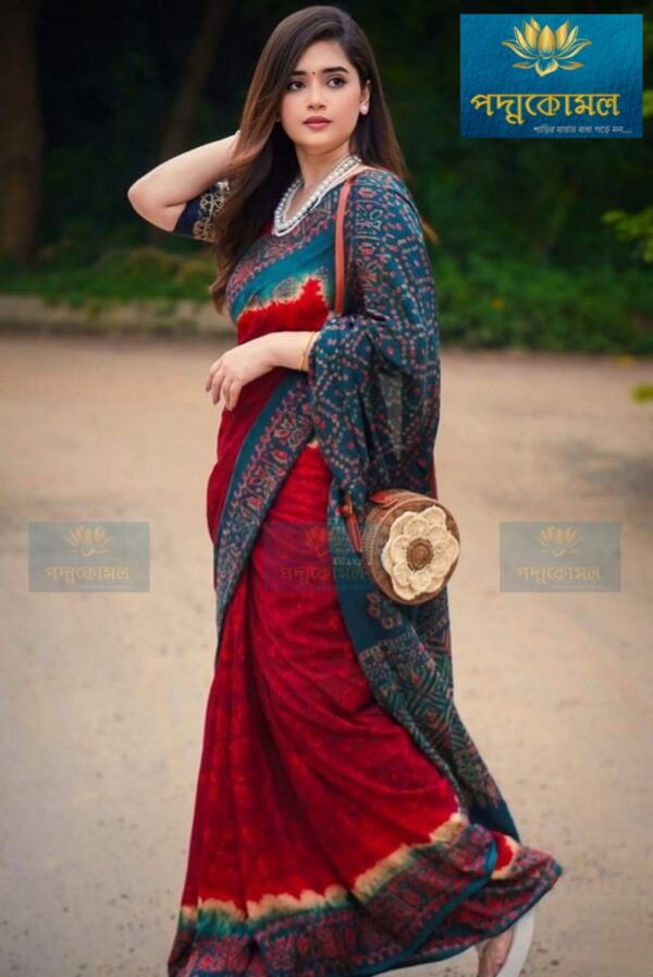 সেমি মসলিন সফ্ট সিল্ক শাড়ি - M 01 - Image 6