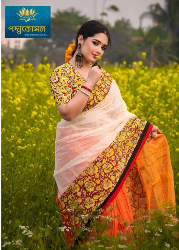 Falgun Exclusive Half Silk Jamdani Sharee - ওয়েলেস সফ্ট সিল্ক শাড়ি, ভালোবাসার উষ্ণ ছোয়া - Image 8