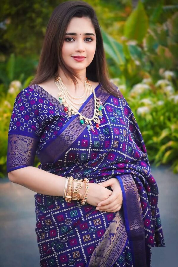 প্রিমিয়াম ধুপিয়ান সিল্ক জামদানি শাড়ি SP-5 - Image 2